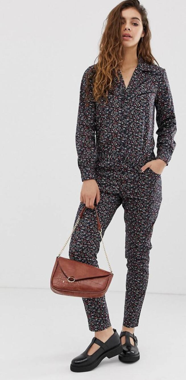 BA&SH Seb Ditsy Floral Jumpsuit Black Noir Longsleeve Womens XS